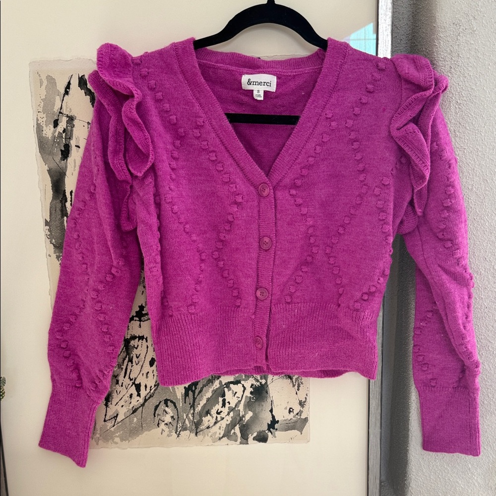 Women's Pink Ruffle Sweater